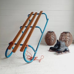 Vintage Retro  Metal & Wooden Slatted Play Way Sledge, 60