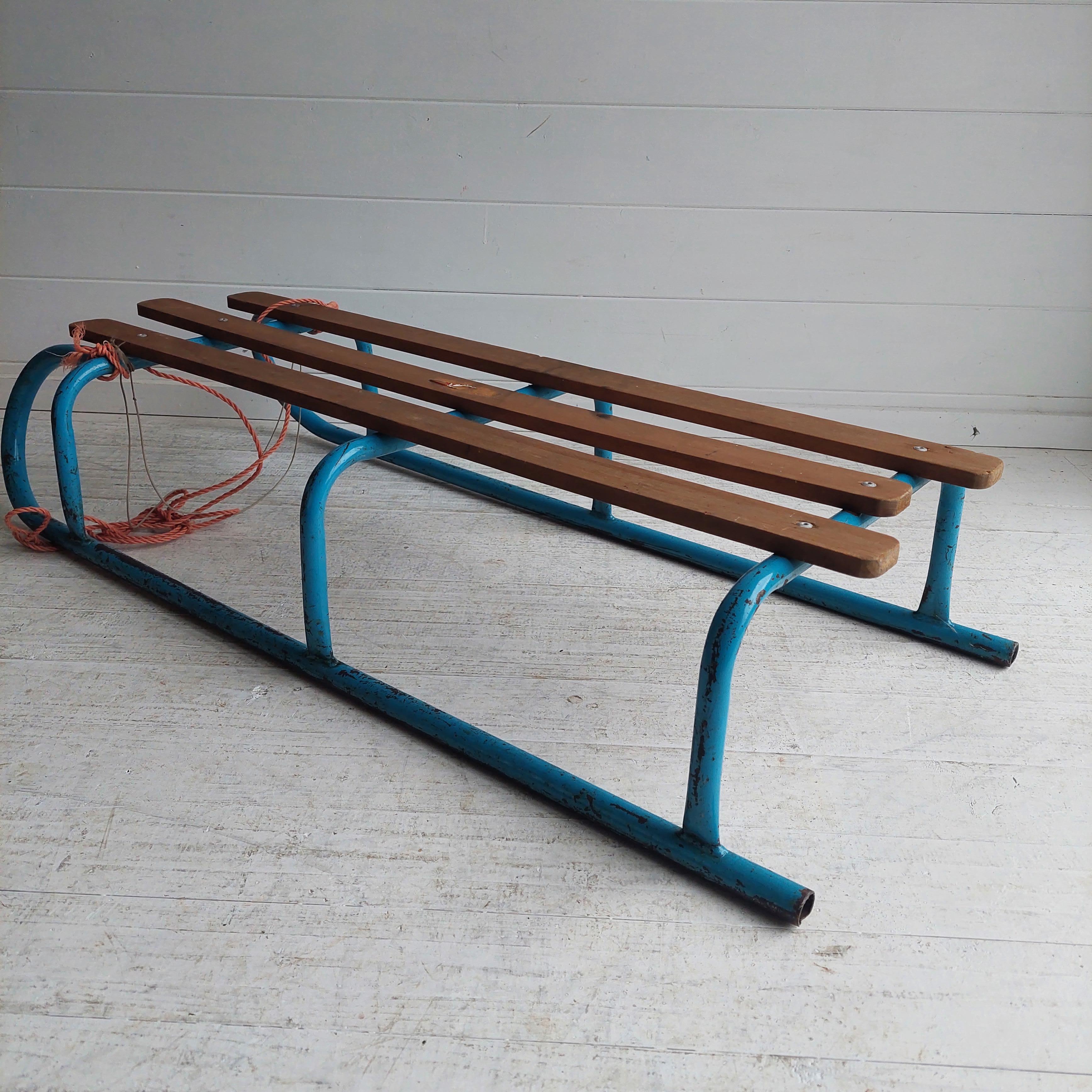 20th Century Vintage Retro  Metal & Wooden Slatted Play Way Sledge, 60 For Sale