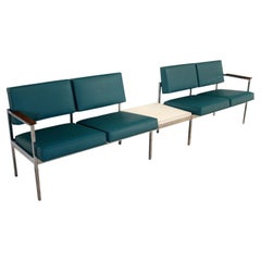 Vintage Retro Mid-Century Modern Turquoise Office Entry Way Seating w/ Table
