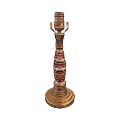 Tischlampe im Vintage-Retro-Modern-Stil mit rotem, schwarzem und kupferfarbenem Ring