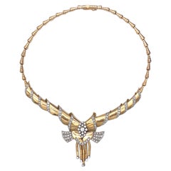 Vintage 1940's Necklace Diamond 18 Karat Gold Platinum Yellow Gold Rose Gold