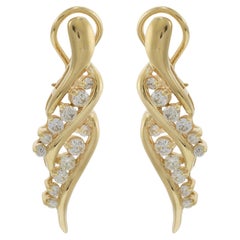 Vintage Retro Period 14KT Yellow Gold Diamond Drop Earrings