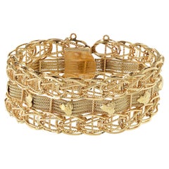 Vintage Retro Period 14KT Yellow Gold Wide Mesh Gold Bracelet