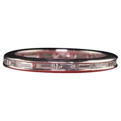 Vintage Retro Platin Baguette Diamant Eternity Band - Größe 6