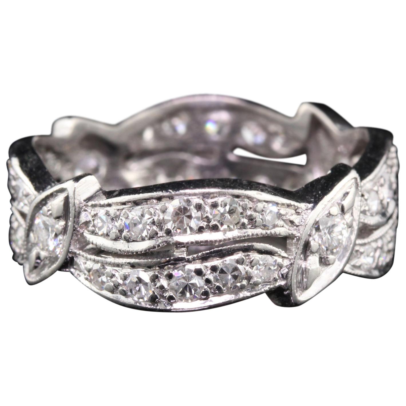 Vintage Retro Platinum Diamond Eternity Band For Sale