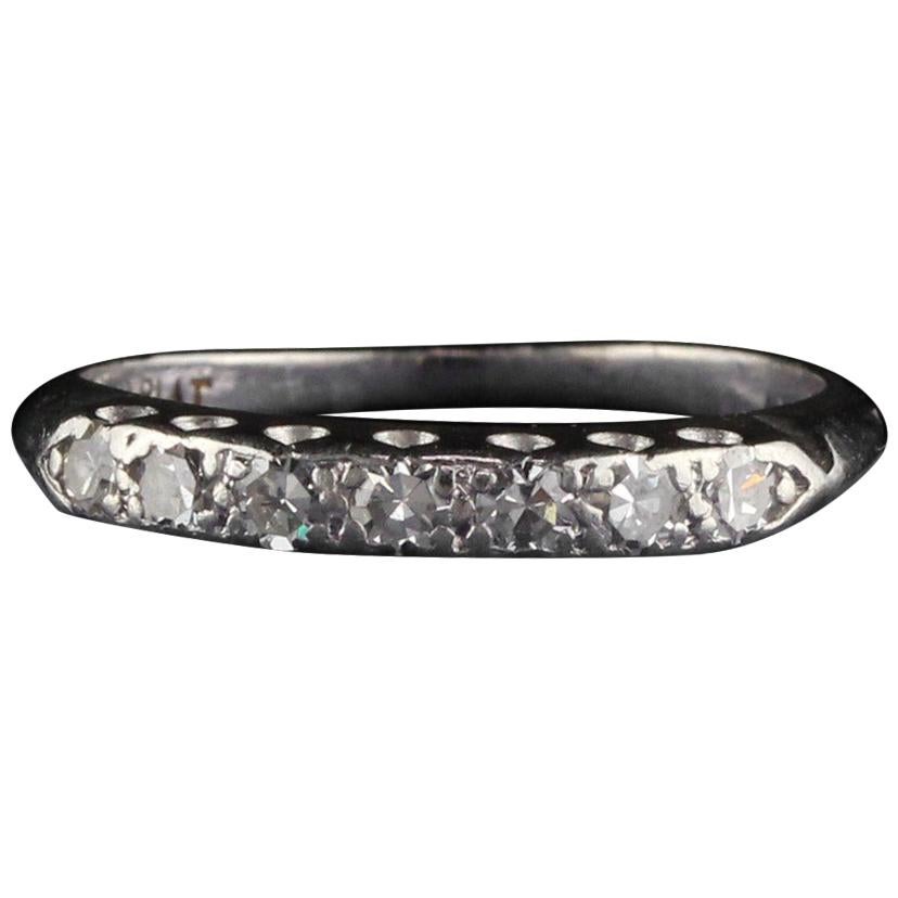 Vintage Retro Platinum Hammerman Brothers Diamond Half Eternity Band Ring