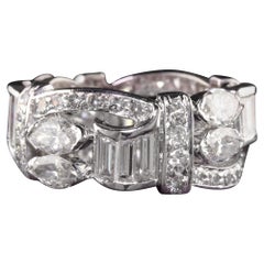 Bracelet d'éternité rétro vintage en platine, marquise baguette, taille unique