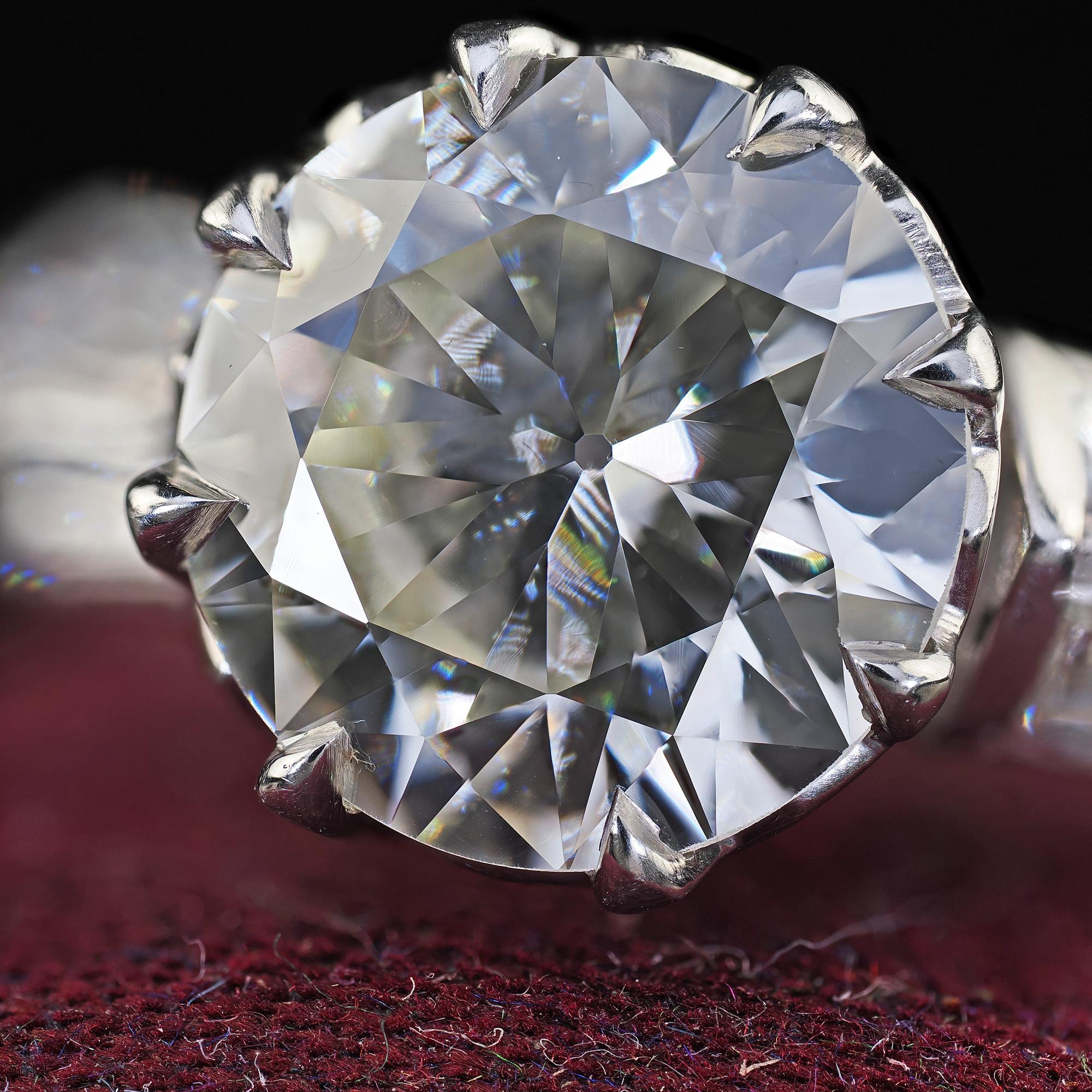 Anello di fidanzamento vintage retrò in platino con diamanti taglio vecchio e baguette - GIA in vendita 1
