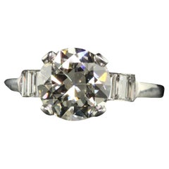 Vintage Retro-Verlobungsring aus Platin mit alteuropäischem Diamant im Vintage-Stil - GIA