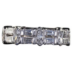 Vintage Retro Platinum Old Marquise and Baguette Diamond Eternity Band - Size 7