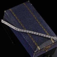 Vintage Retro Platinum Old Transitional Cut Diamond Tennis Bracelet