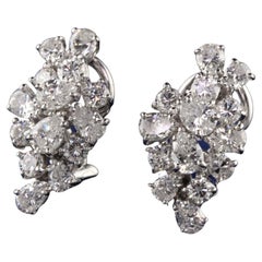 Antique Retro Platinum Round and Pear Shape Diamond Earrings