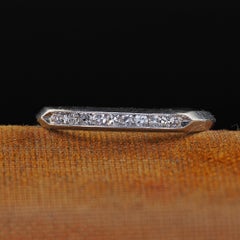 Vintage Retro Platinum Single Cut Diamond Engraved Wedding Band - Size 6 1/4