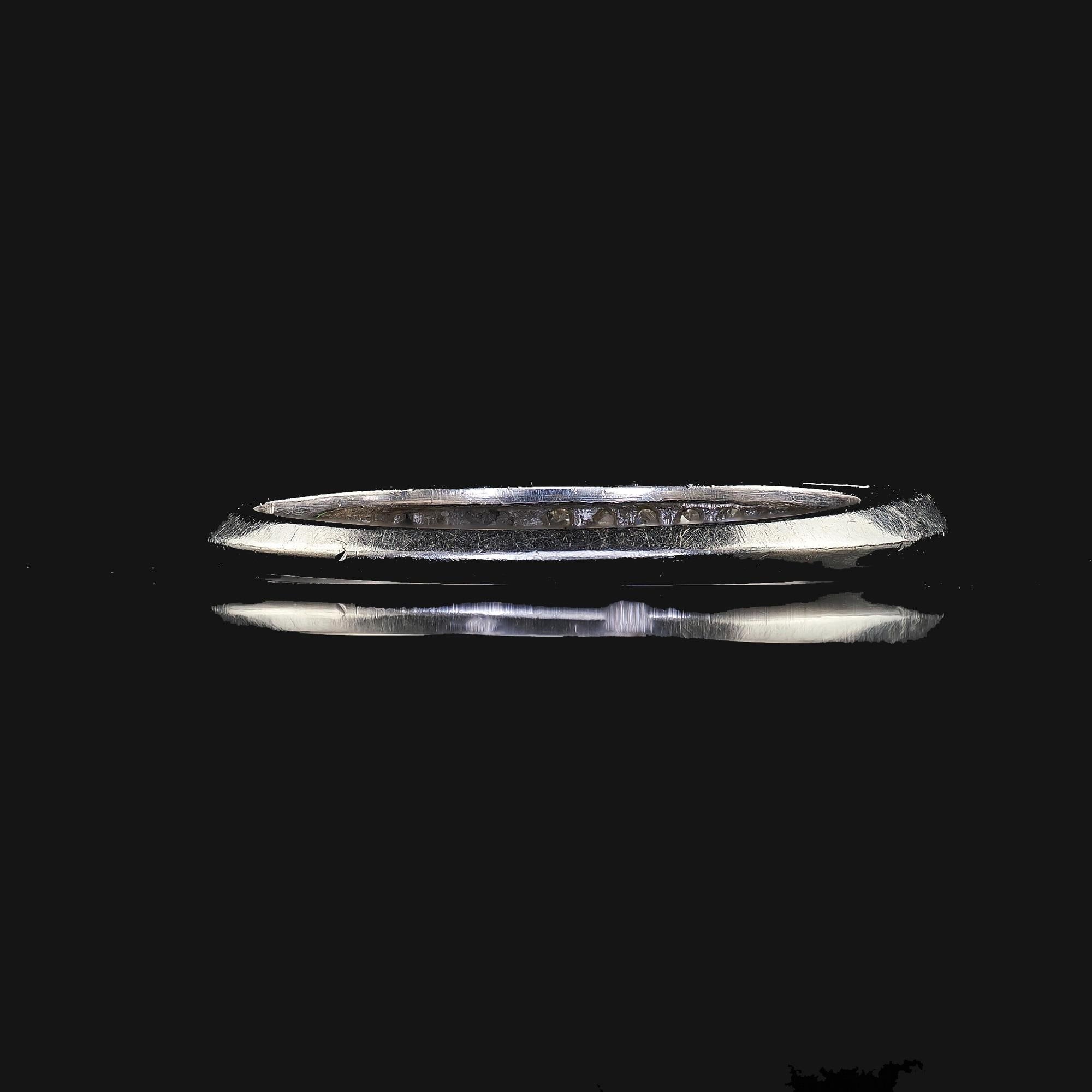 Alianza de boda vintage retro de platino con diamante talla única grabado - Tamaño 6 1/4 en venta 1