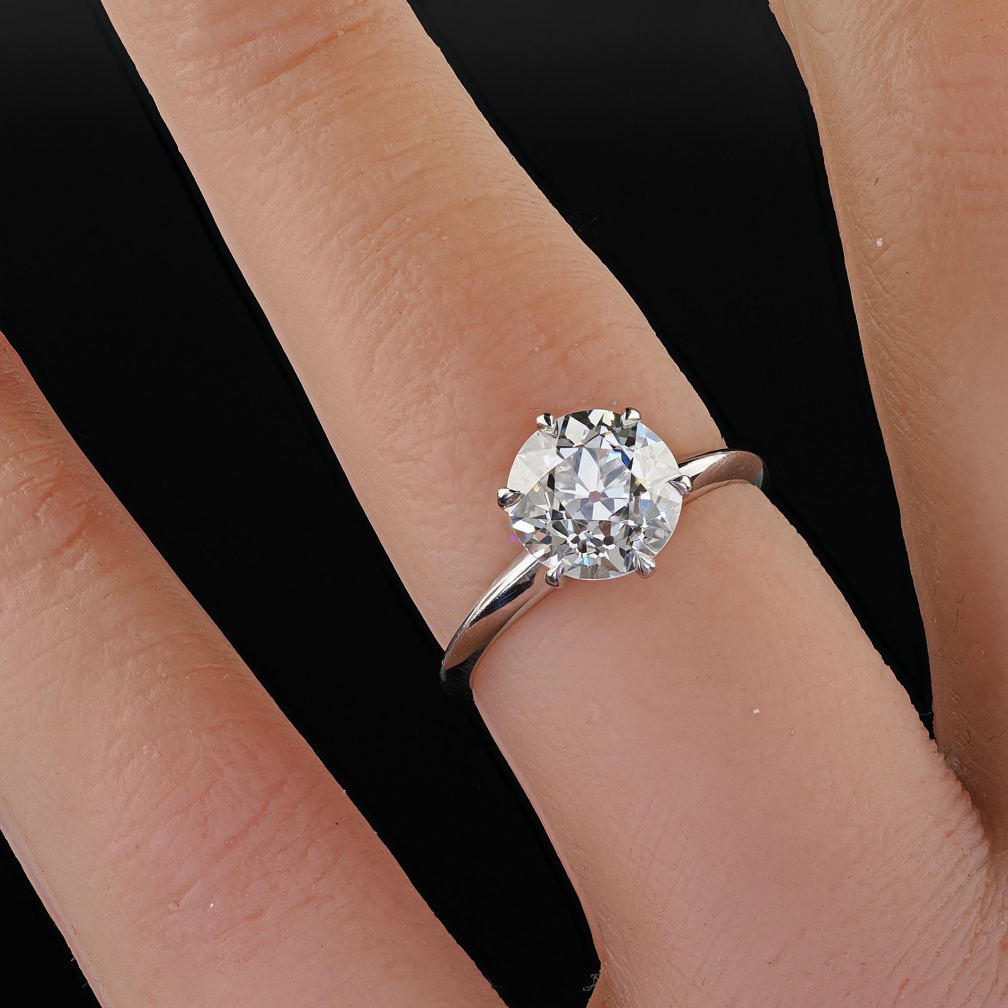 Vintage Retro Platin Tiffany and Co Old European Cut Diamond Solitaire - GIA im Angebot 5