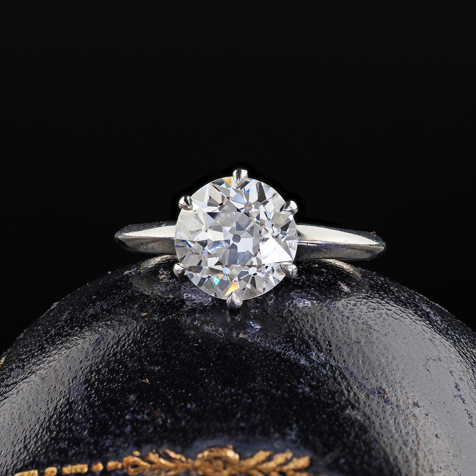 Vintage Retro Platin Tiffany and Co Old European Cut Diamond Solitaire - GIA im Angebot 7