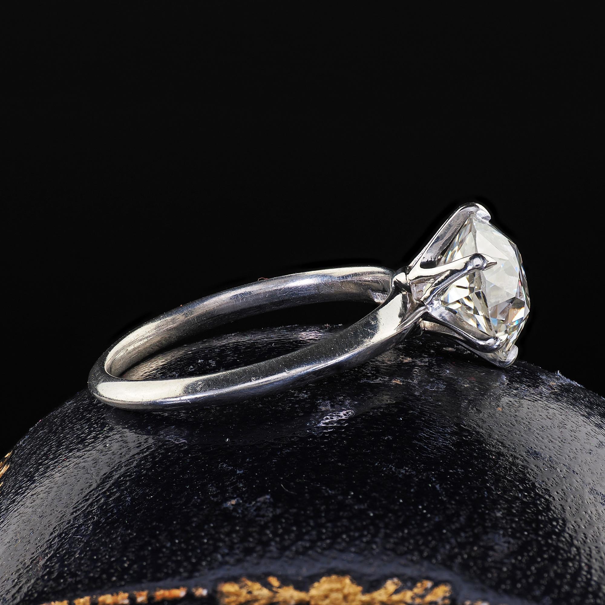 Vintage Retro Platin Tiffany and Co Old European Cut Diamond Solitaire - GIA (Alteuropäischer Schliff) im Angebot