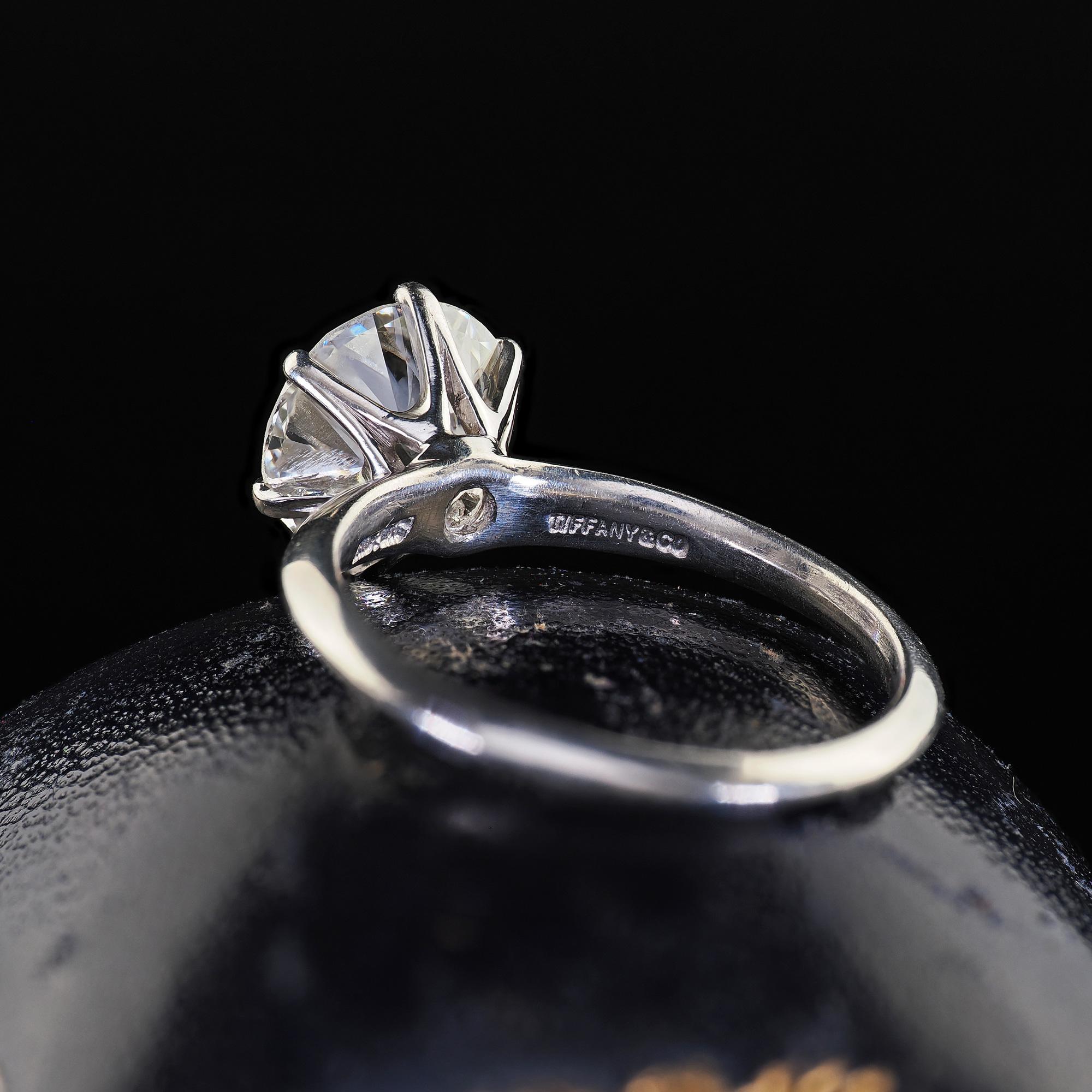 Vintage Retro Platin Tiffany and Co Old European Cut Diamond Solitaire - GIA Damen im Angebot