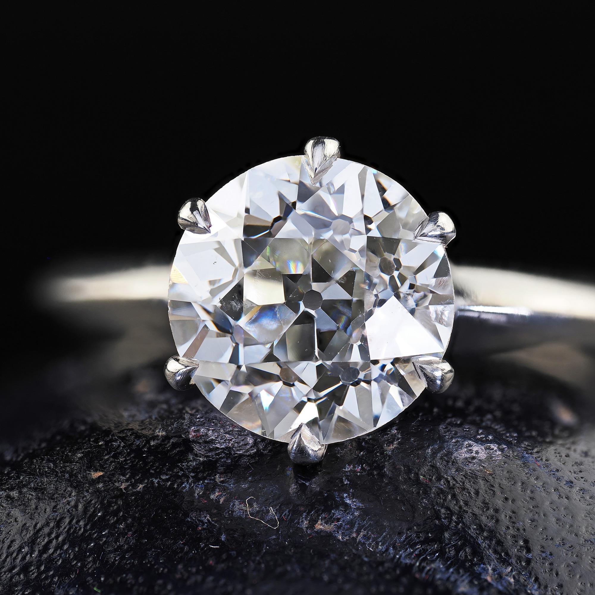 Vintage Retro Platin Tiffany and Co Old European Cut Diamond Solitaire - GIA im Angebot 1