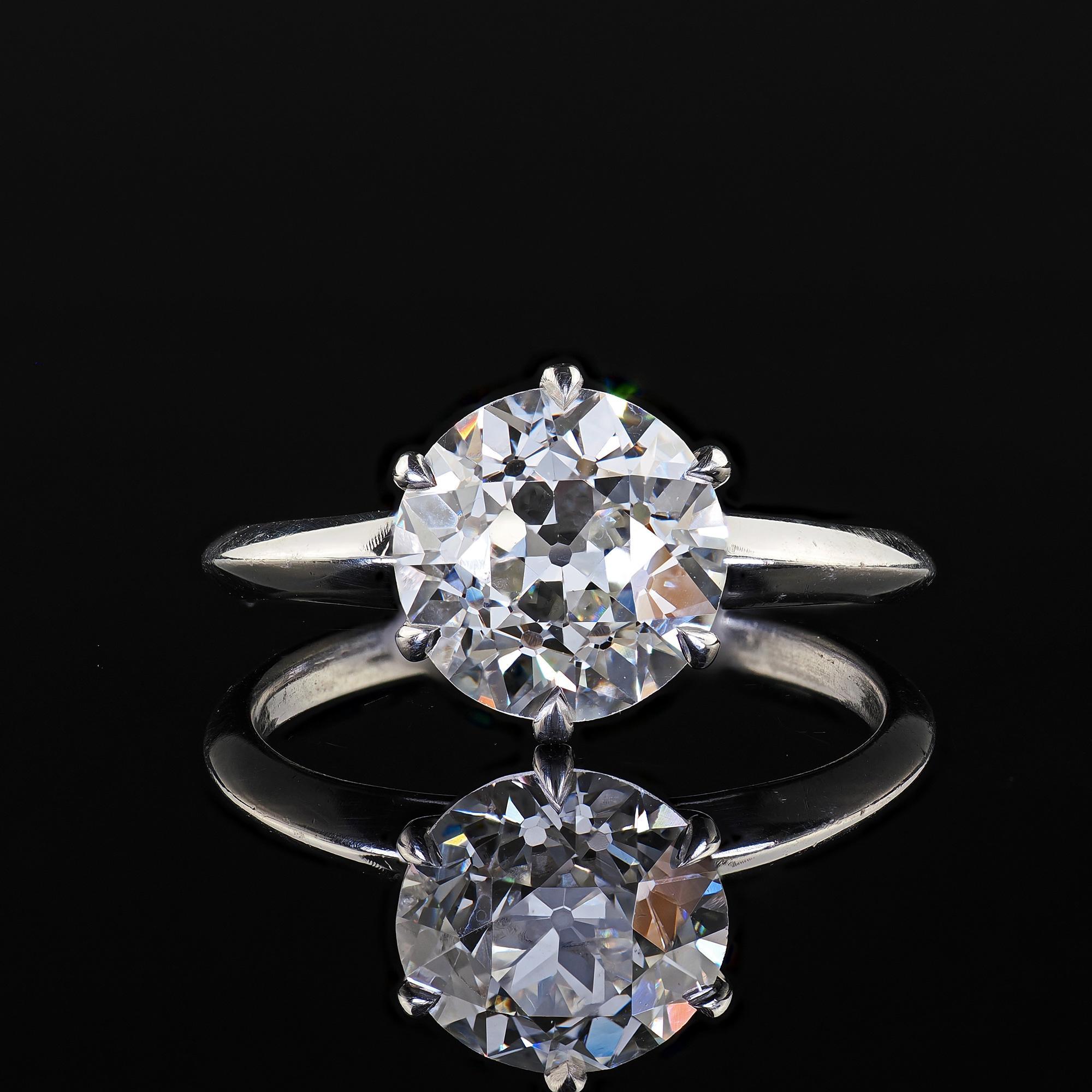 Vintage Retro Platin Tiffany and Co Old European Cut Diamond Solitaire - GIA im Angebot 2