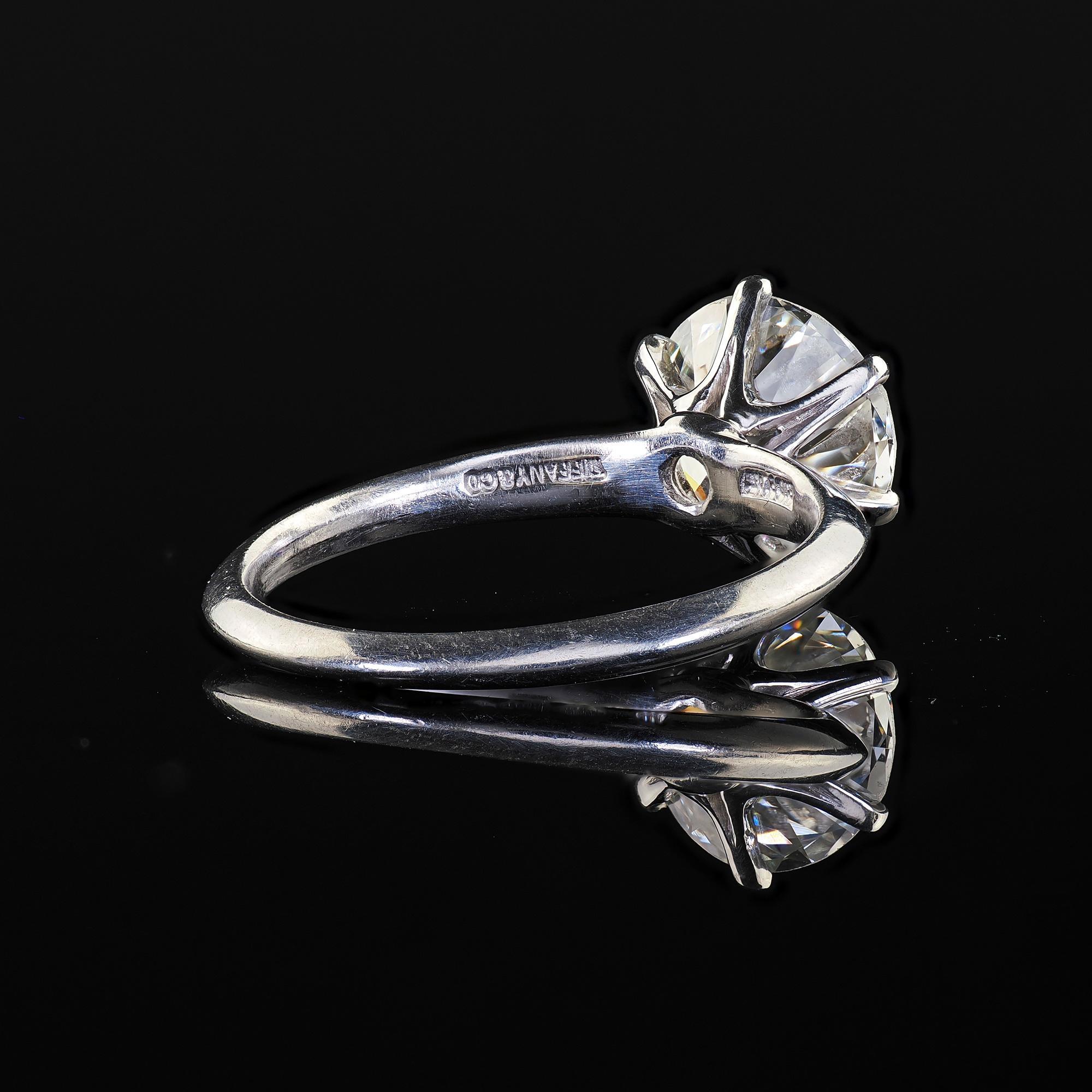 Vintage Retro Platin Tiffany and Co Old European Cut Diamond Solitaire - GIA im Angebot 3