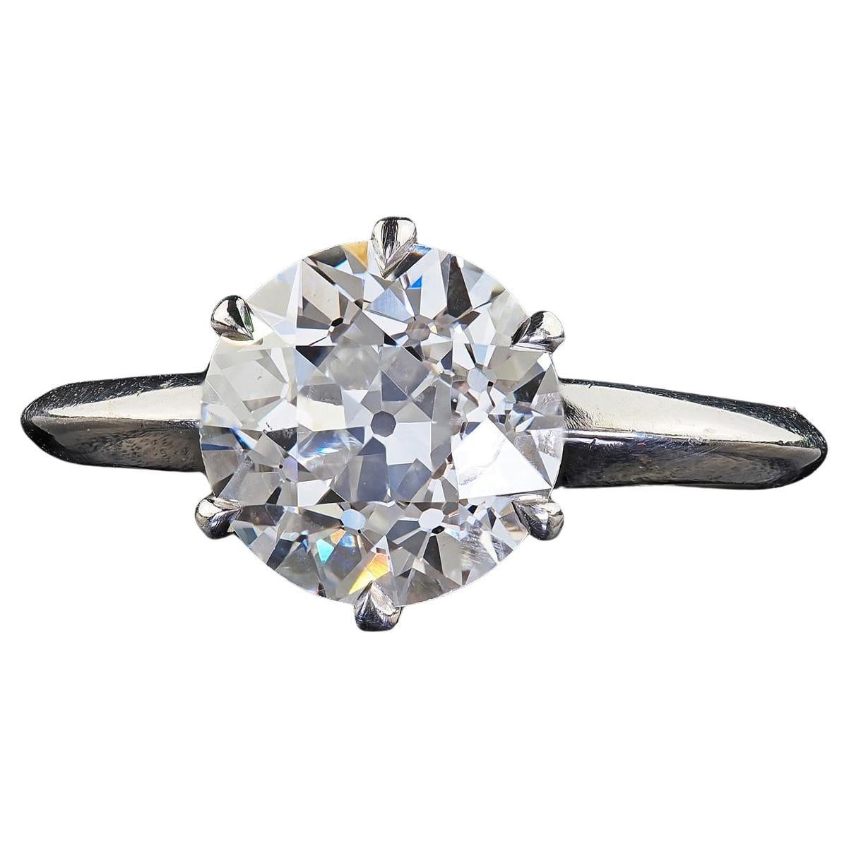 Vintage Retro Platinum Tiffany and Co Old European Cut Diamond Solitaire - GIA