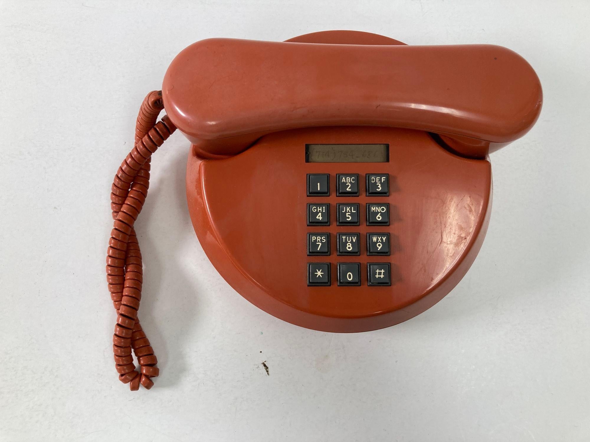 Canadian Vintage Retro Push-Button Round Telephone Burnt Orange Color from the, 70s