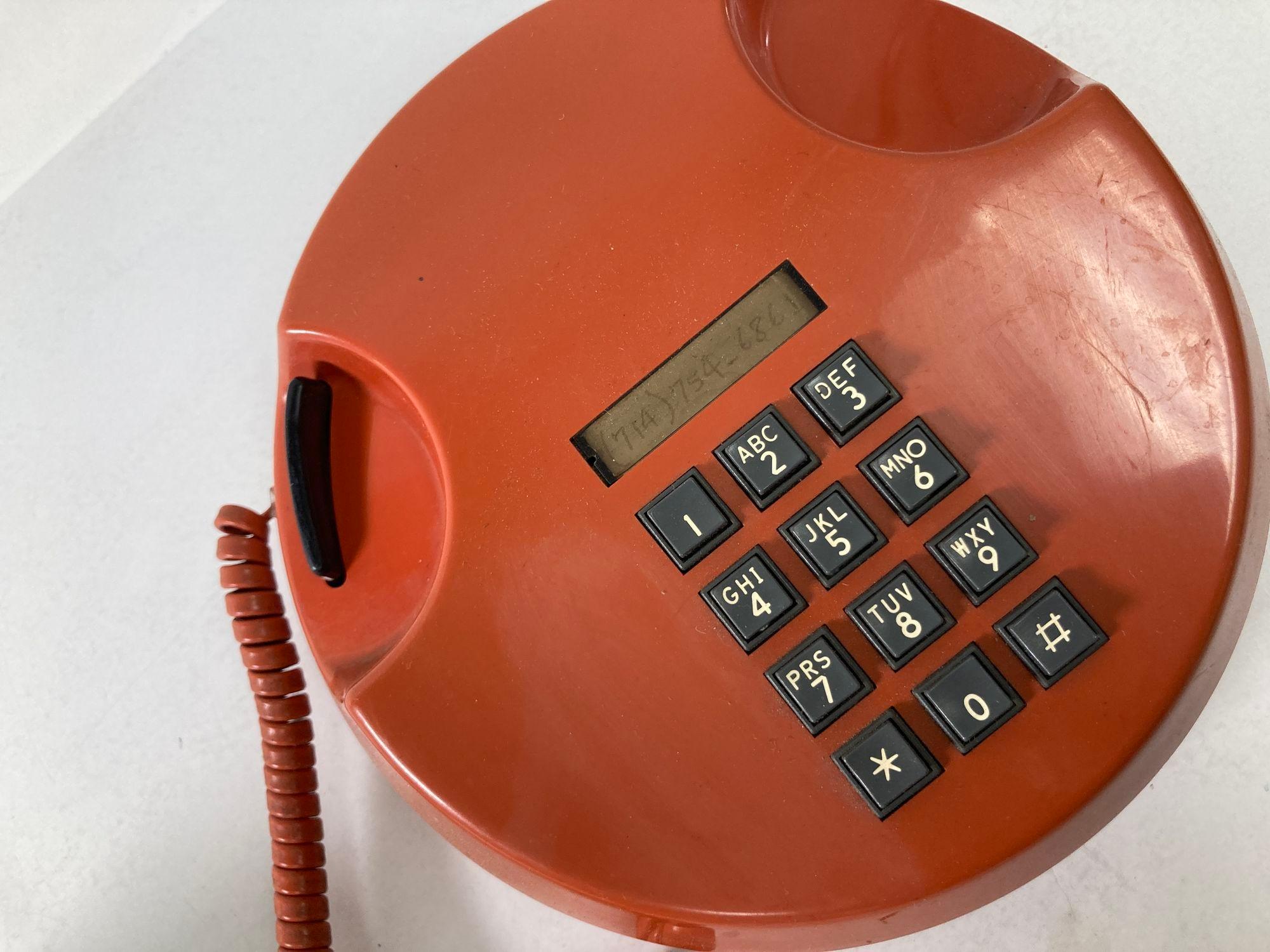 20th Century Vintage Retro Push-Button Round Telephone Burnt Orange Color from the, 70s