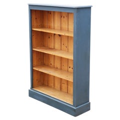 Vintage Retro Quality Blue/Grey Painted Adjustable Bookcase Display Shelves