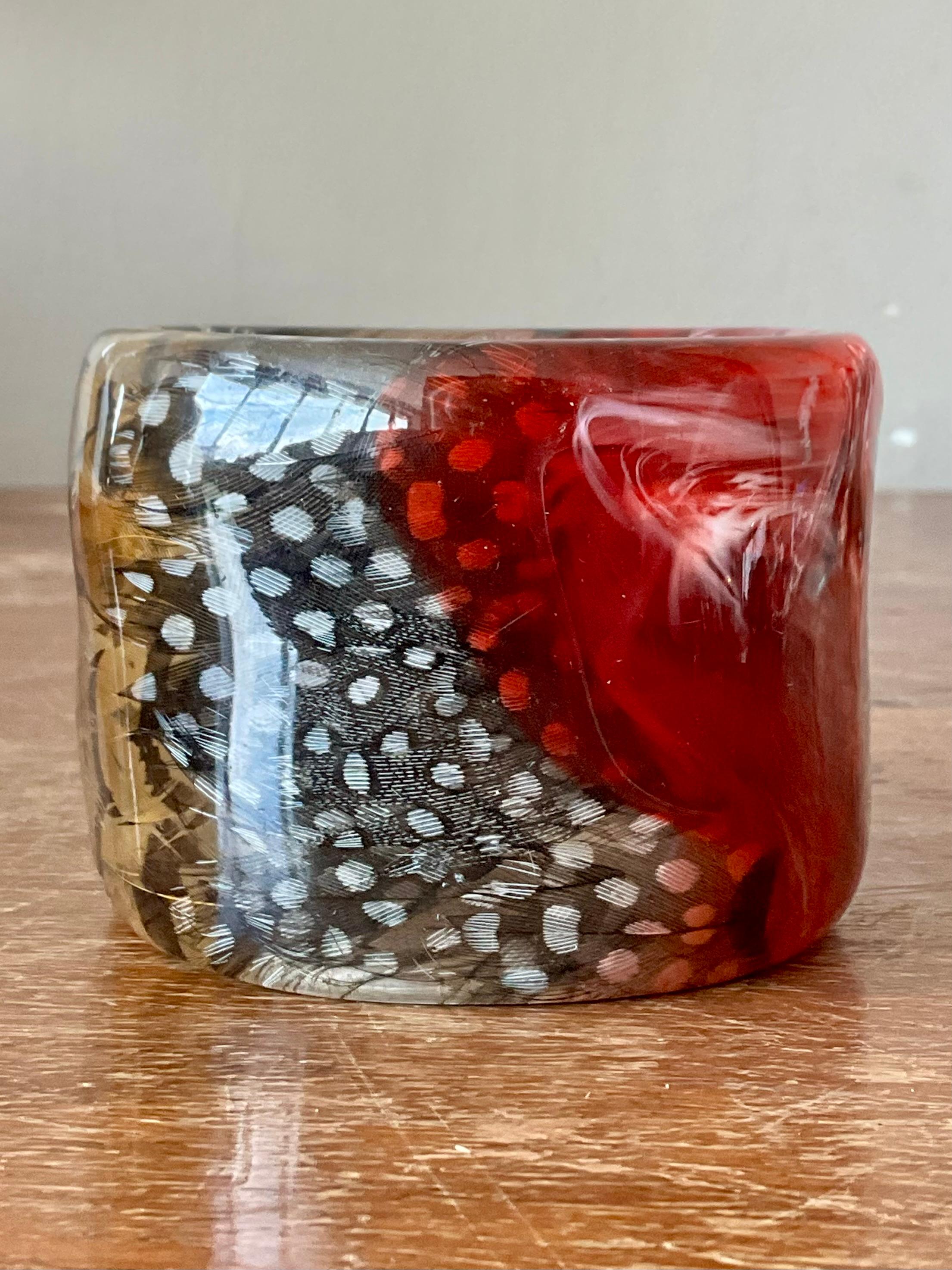 Vintage Retro Resin Feather Bangle For Sale 1