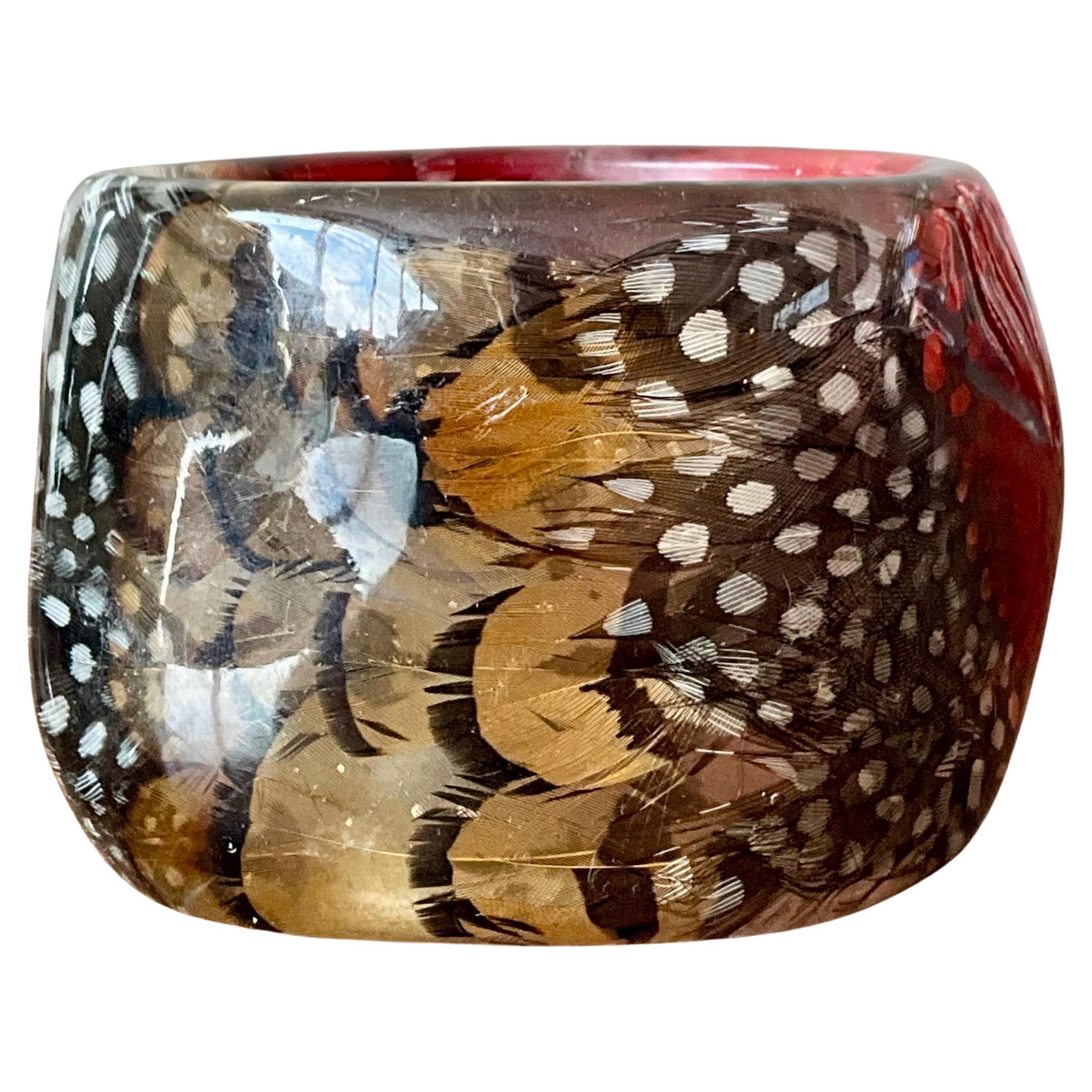 Bangle con piume in resina retrò vintage