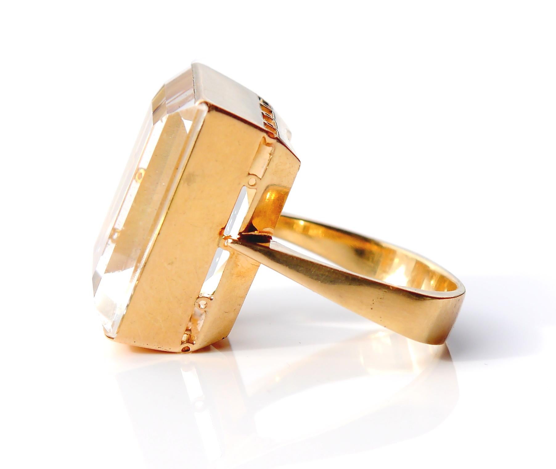 Vintage Retro Ring natural 30ct Rock Crystal / Quartz 18K Gold Ø7.75 US /14.5gr For Sale 11