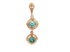 Vintage Retro Rose Gold Blue Zircon Dual Target Set Lavalier Dangle Pendant