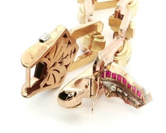 Vintage Retro Rose & Green Gold Platinum Diamond Open Geometric Bracelet