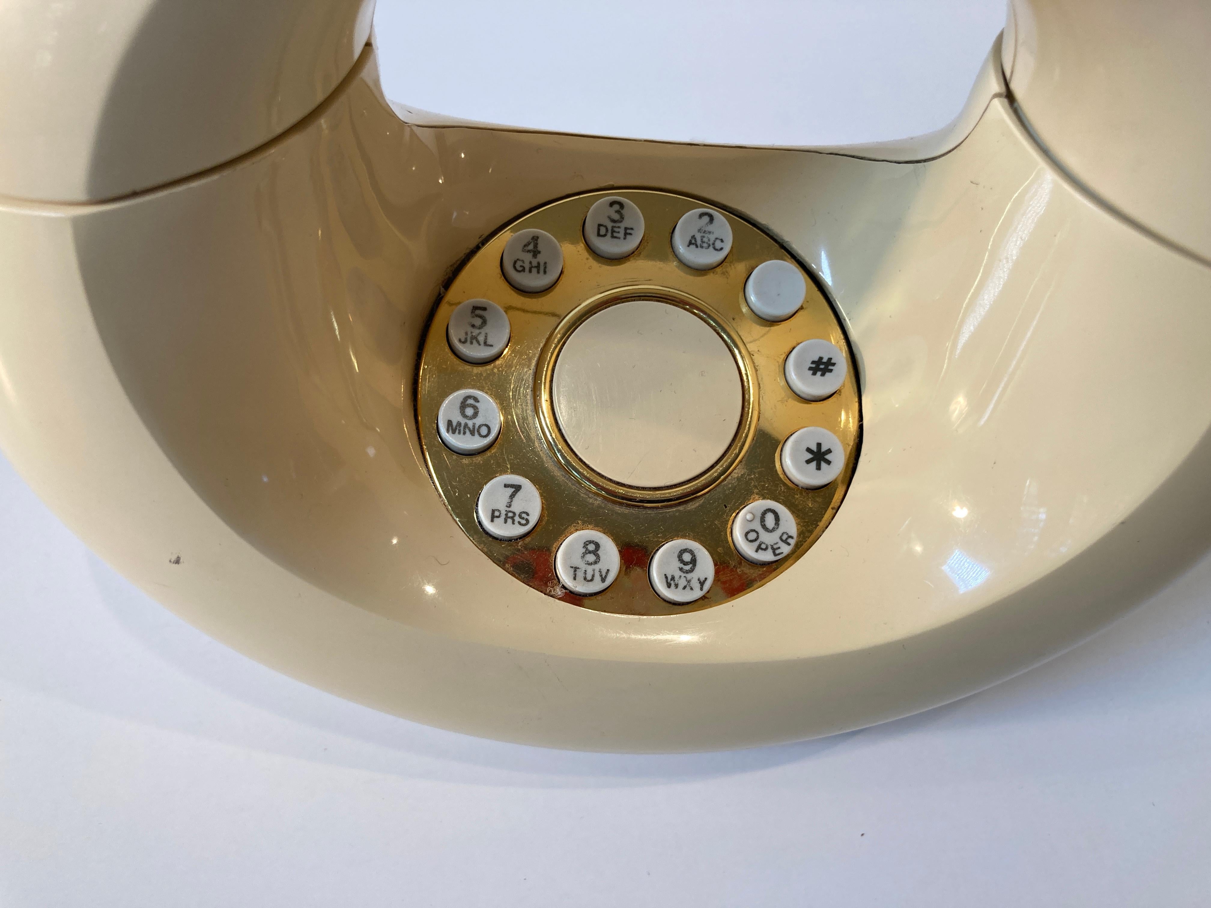 Mid-Century Modern Vintage Retro Sculptura Donut Phone Vanilla Color, 60's-70's
