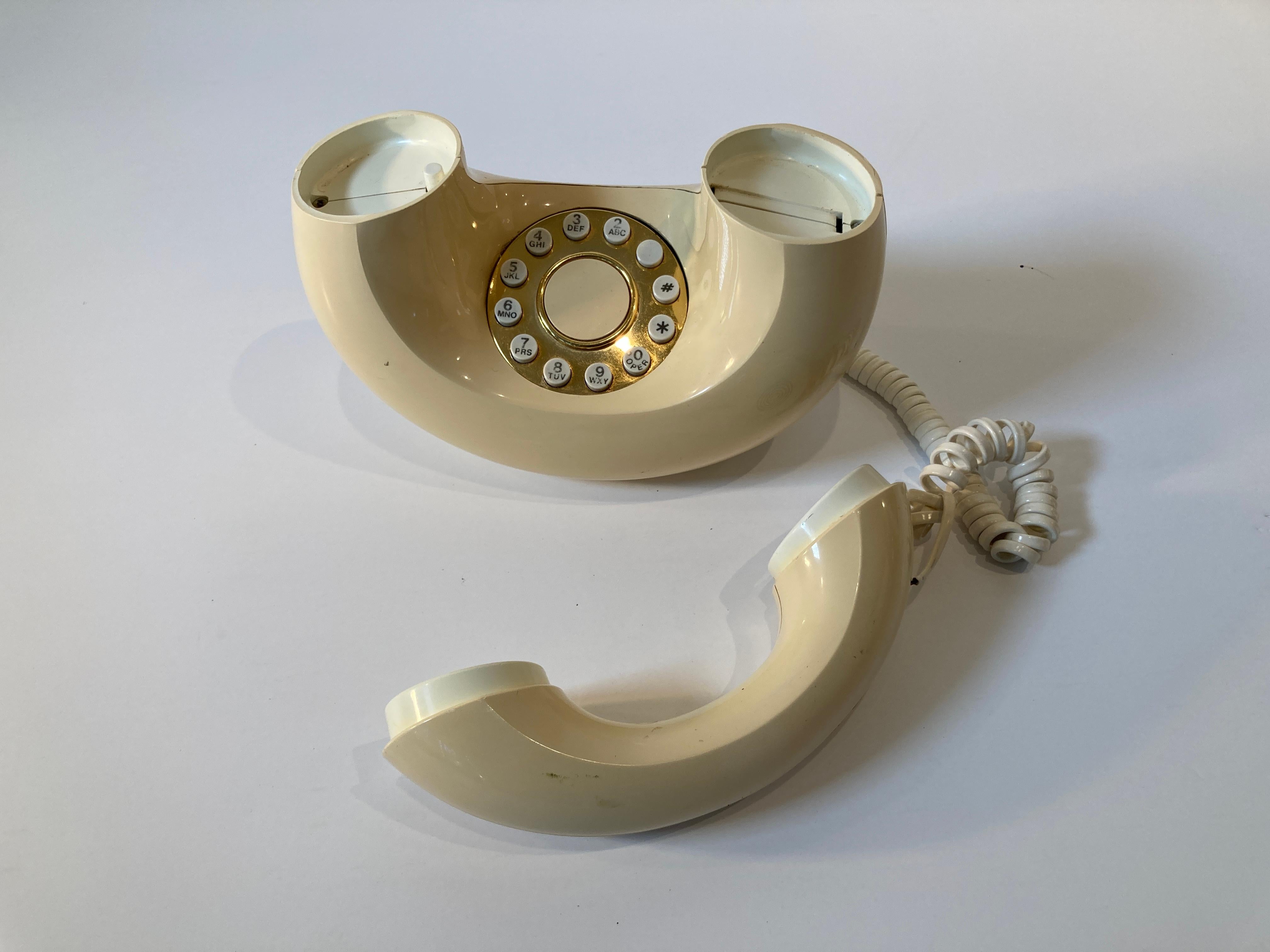 20th Century Vintage Retro Sculptura Donut Phone Vanilla Color, 60's-70's