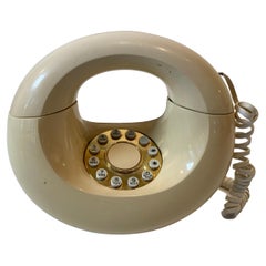 Sculptura rétro vintage pour téléphone en noyer couleur vanille, années 60 à 70
