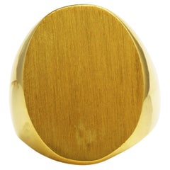 Vintage Retro Signet 18k Yellow Gold Wide Men's Signet Ring