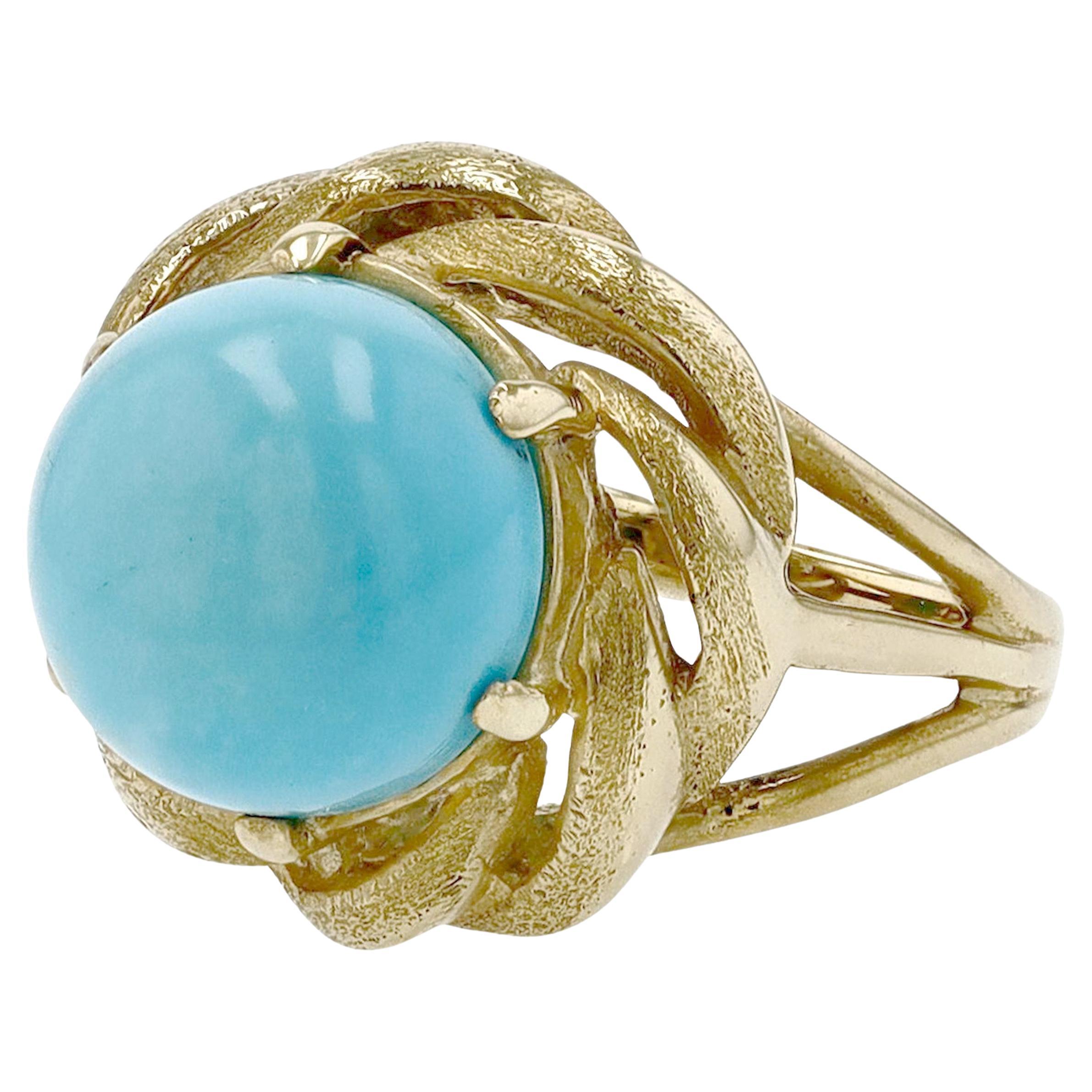 Vintage Retro Sleeping Beauty Turquoise Cocktail Ring For Sale