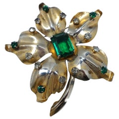 Vintage Retro Sterling Floral Brooch