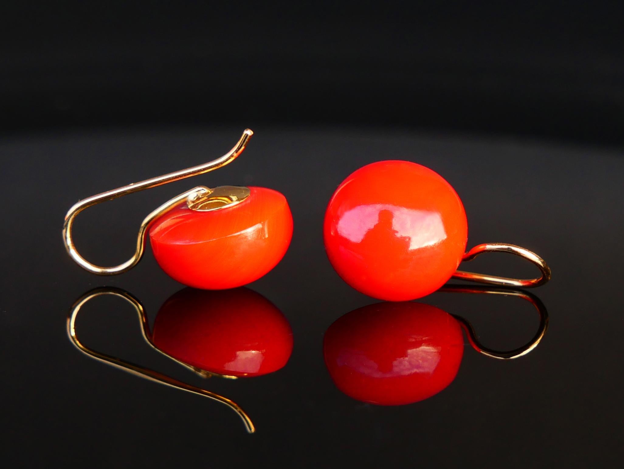 Vintage Retro-Ohrstecker, natürliche 10ctw rote Koralle, massive 18K Gold / 6,45 gr, Vintage im Angebot 7