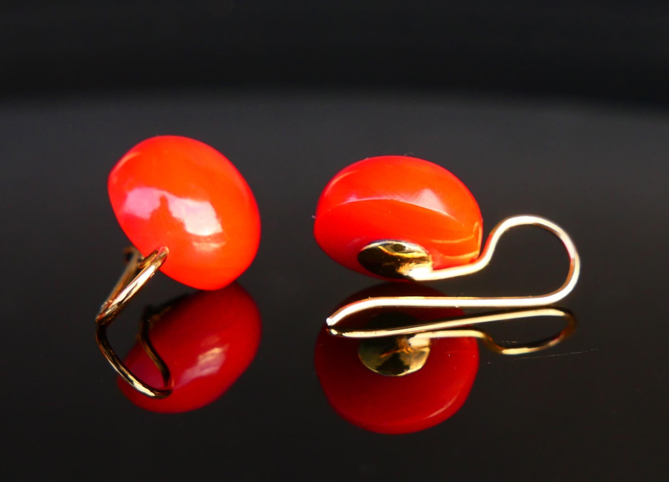 Vintage Retro-Ohrstecker, natürliche 10ctw rote Koralle, massive 18K Gold / 6,45 gr, Vintage im Angebot 8