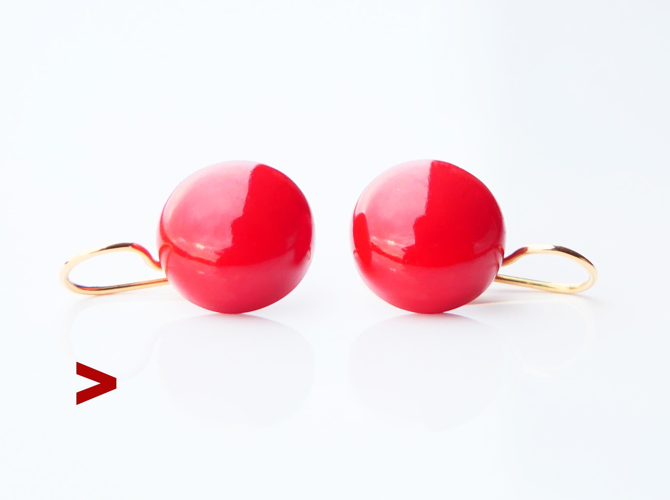 Vintage Retro-Ohrstecker, natürliche 10ctw rote Koralle, massive 18K Gold / 6,45 gr, Vintage im Angebot 3
