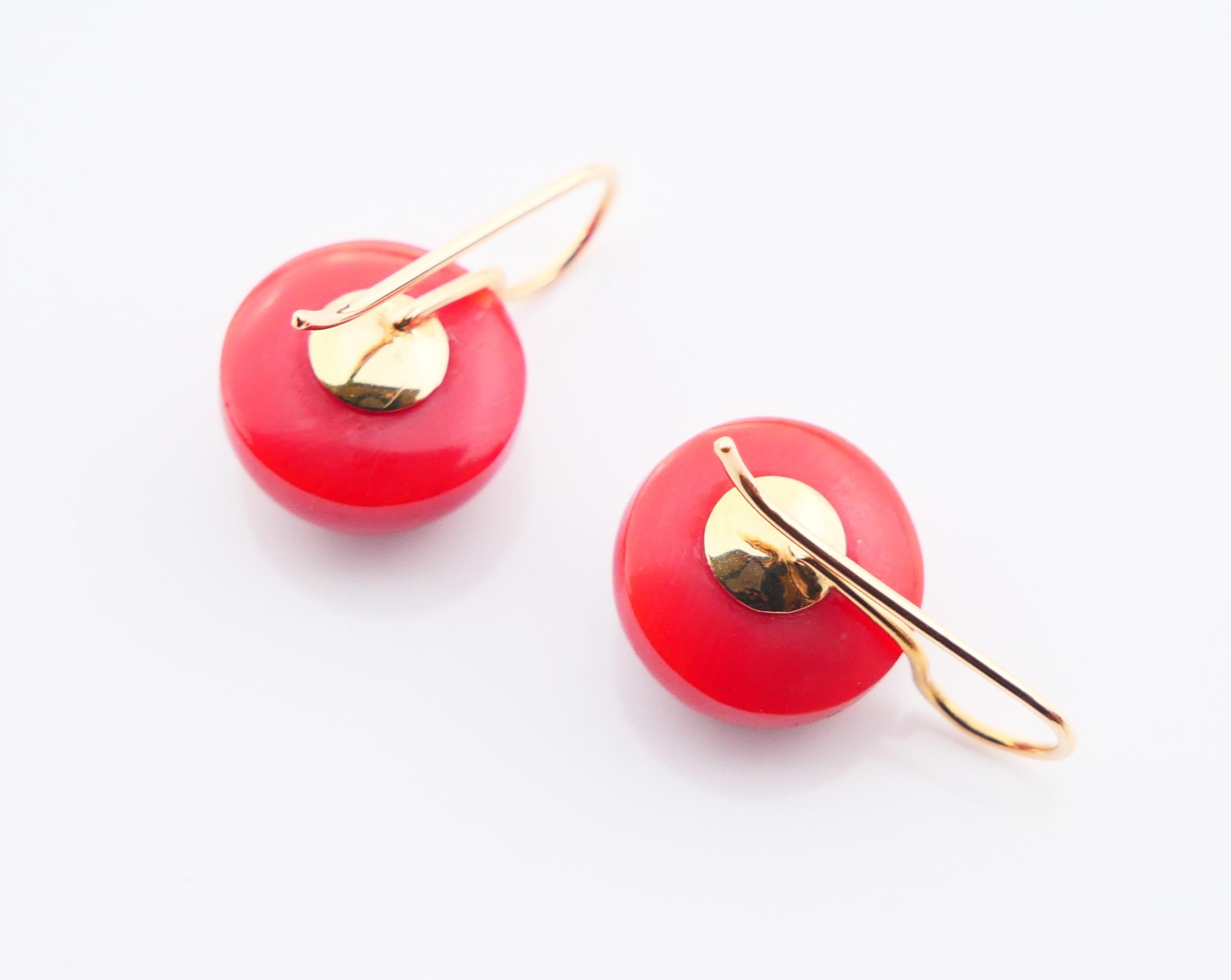 Vintage Retro-Ohrstecker, natürliche 10ctw rote Koralle, massive 18K Gold / 6,45 gr, Vintage im Angebot 4