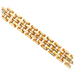 Vintage Retro Style Tank Link Bracelet 14 Karat Yellow Gold 69.3 Grams