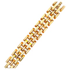 Retro Retro Style Tank Link Bracelet 14 Karat Yellow Gold 69.3 Grams