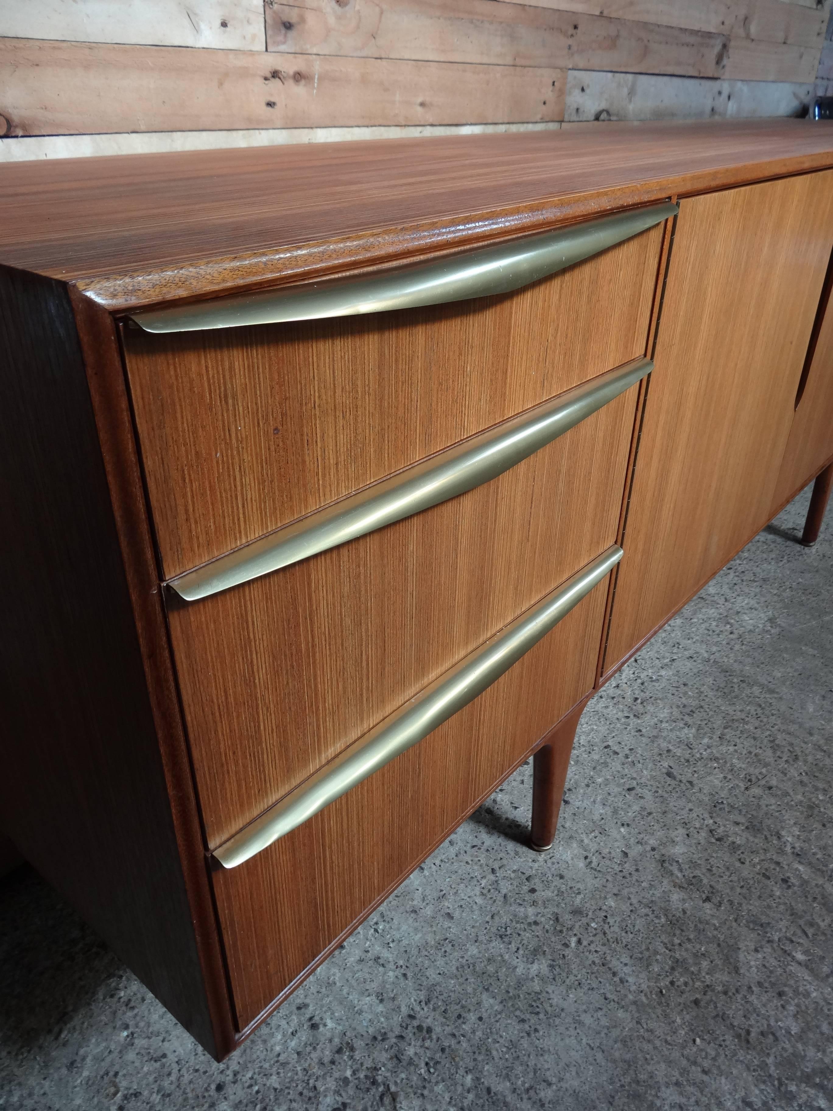 Vintage Retro Teak Brass Handles Sideboard by Tom Robertson for McIntosh, 1960s In Good Condition For Sale In Markington, GB
