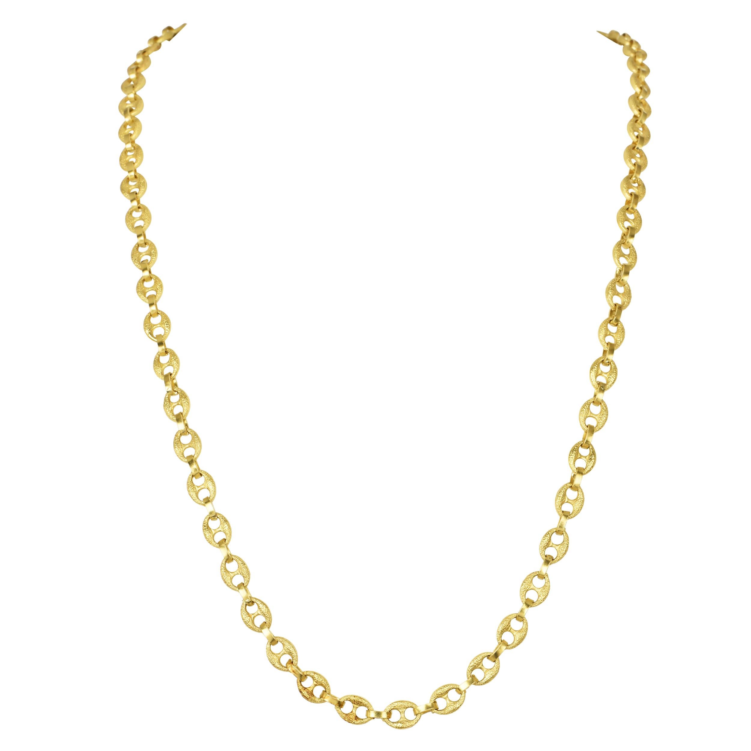 Collar de eslabones de fantasía de oro de 18 quilates con textura retro vintage 41,8 gramos Retro en venta