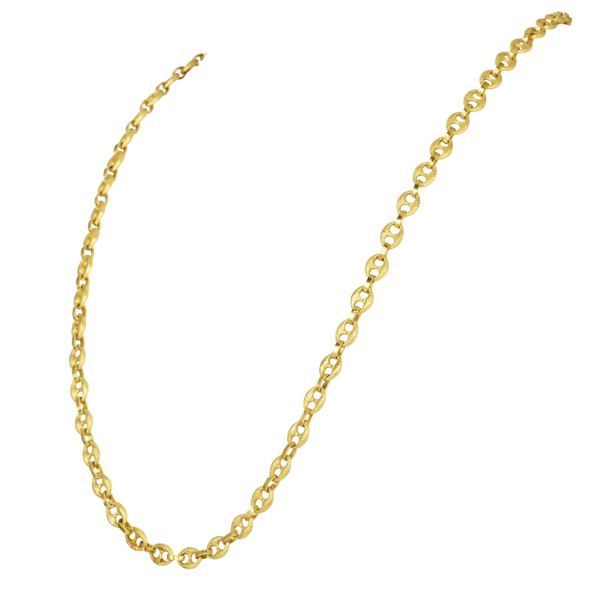 Collar de eslabones de fantasía de oro de 18 quilates con textura retro vintage 41,8 gramos en Excelente estado para la venta en Miami, FL