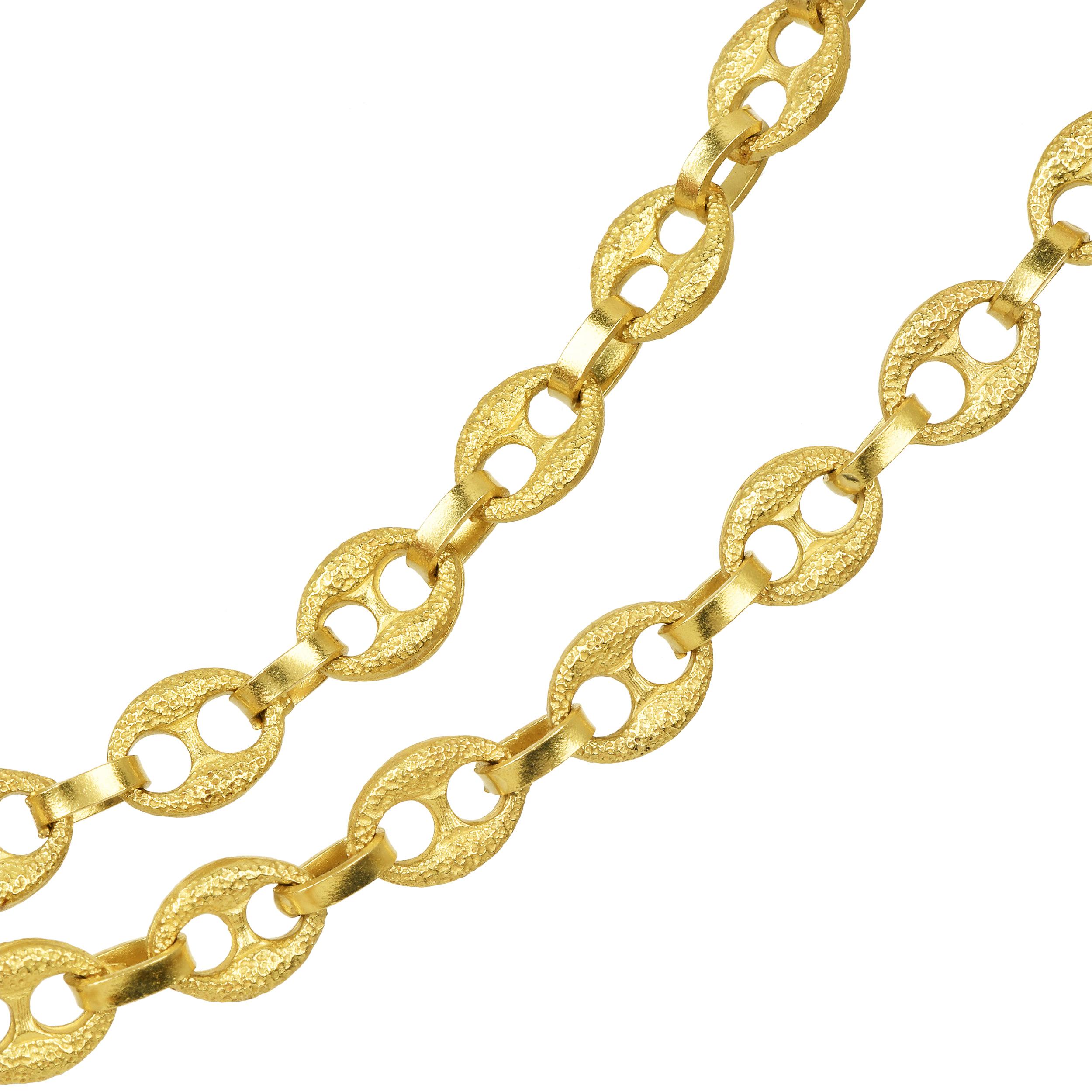 Femenino o masculino Collar de eslabones de fantasía de oro de 18 quilates con textura retro vintage 41,8 gramos en venta